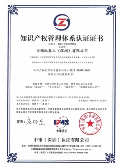 Intellectual Property Standard Implementation Certificate